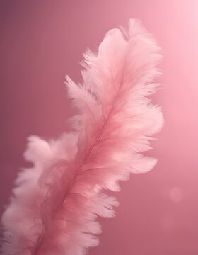 soft flowy pink feather on pink background