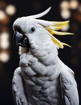 yellow-crested white cockatoo bird