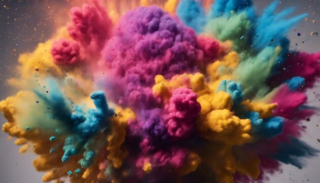 explosion of colourful dust or powder