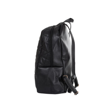 Side side of leather black backpack isolated on transparent background png