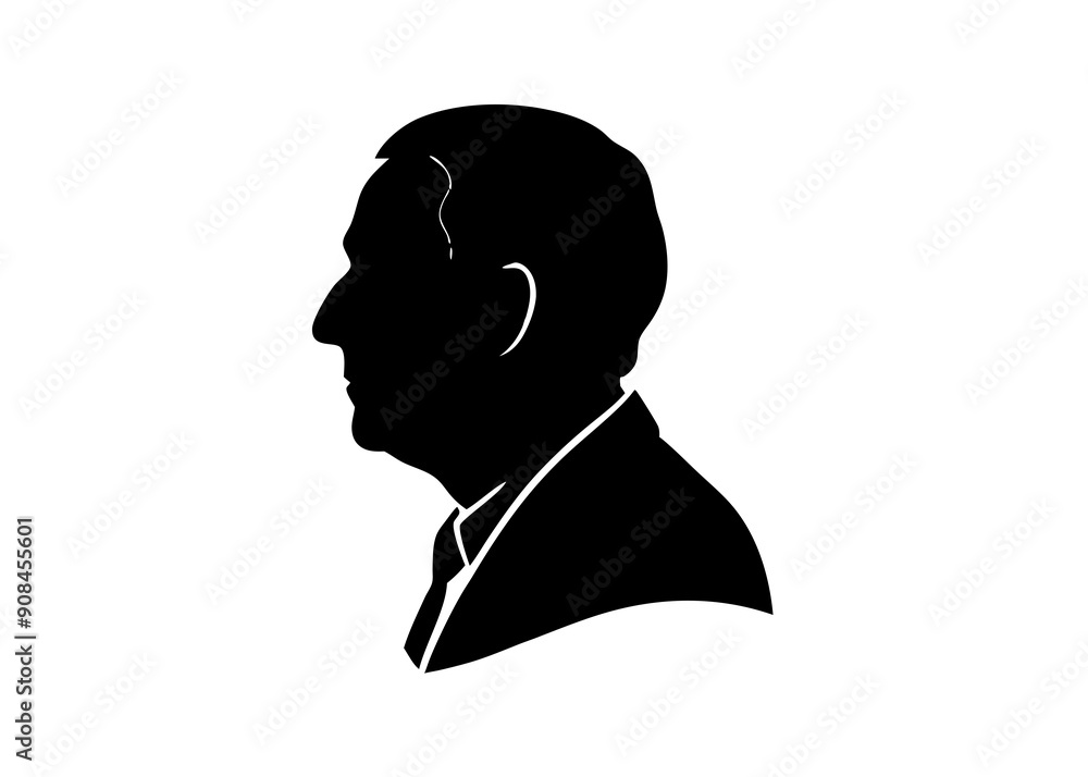 Wall mural Classic and Modern Old Man Profile Silhouettes for Artwork and Graphics