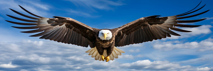 Obraz premium Majestic Flight of the Eagle Against the Bright Sky: A Striking Depiction of Freedom and Power