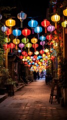 Fototapeta premium Colorful Lanterns Lighting up a Traditional Festival