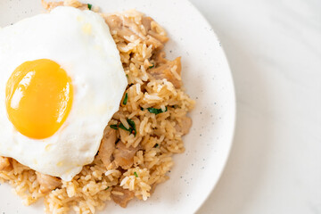 fried rice with pork and fried egg in Japanese style