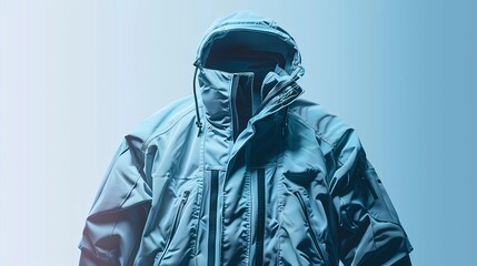 A techwear jacket against a color gradient, mockup, Generative AI illustrations 