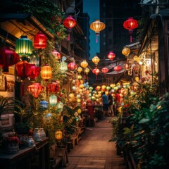 Colorful Lanterns Lighting up a Traditional Festival