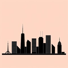 Fototapeta premium A minimalist representation of a city skyline, using basic shapes and lines.