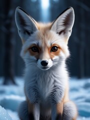 Fototapeta premium a little fox in the snowfield