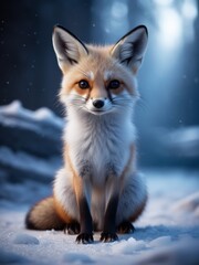 a little fox in the snowfield