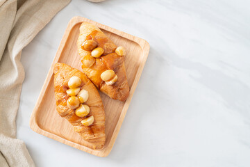 croissant with macadamia and caramel