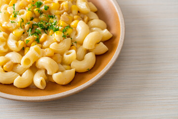 macaroni creamy corn cheese on plate