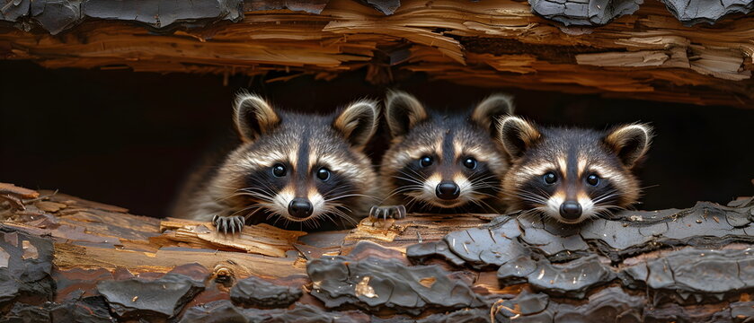 raccoons  are mammal wild animal in North America or forest grassland, which ungulates that live in the North America in groups of families or species societies