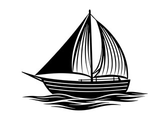 Sailboat Silhouette on a Calm Horizon: Classic and Modern Nautical Art Styles