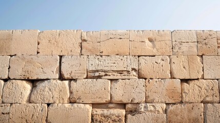 Obraz premium Spiritual Devotion: Orthodox Jewish Men Praying at the Western Wall, Symbol of History in Jerusalem