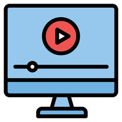 Video Tutorial Icon in Filled Line Style