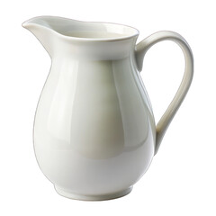 White pitcher with a handle isolated on transparent background