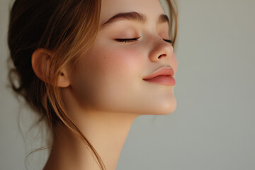 Fototapeta premium A close up of a girl's face with her eyes closed