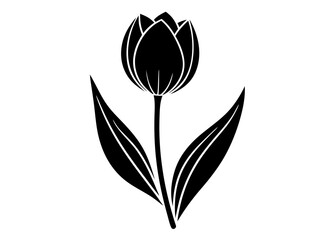 Beautiful Tulip Single Flower and Garden Silhouettes for Art and Illustration