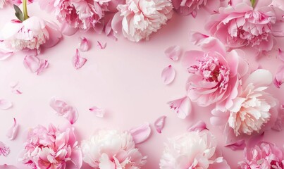 Background with beautiful pink peonies