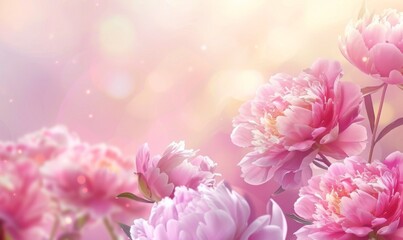 Background with beautiful pink peonies