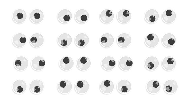 Googly eyes. Eyeball emotions.Wobbly animated puppet Toy eyes set.	