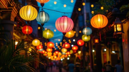 Colorful Lanterns Lighting up a Traditional Festival