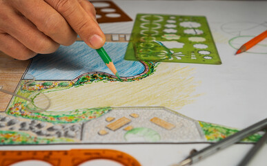 Garden design courses student is learning fundamentals garden design and planning.