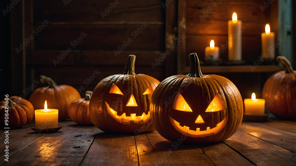 Wall mural halloween pumpkin with candle