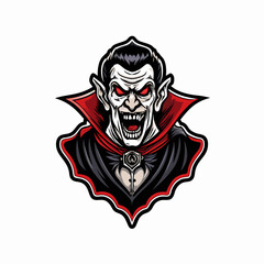 A classic vampire with a flowing cape and sharp fangs.