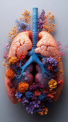 Naklejka premium A detailed illustration of lung anatomy used in groundbreaking medical research papers.