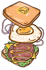 Delicious Sandwich with egg cheese vegetables
