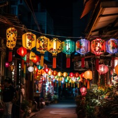 Obraz premium Colorful Lanterns Lighting up a Traditional Festival