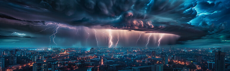 Dramatic photo of severe weather with lightning storm