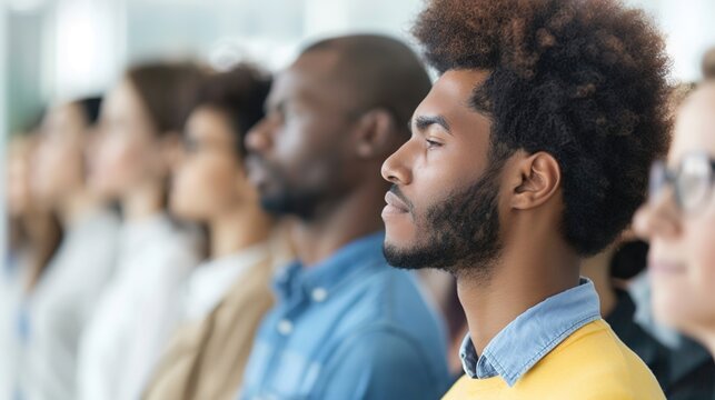 Diverse Job Seekers Eagerly Queue at Job Fair for Employment Opportunities