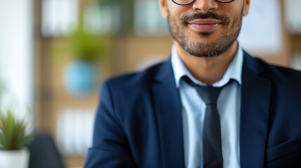 Professional Online Job Interview Concept with Candidate in Formal Attire, Webcam in Focus