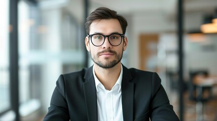 Fototapeta premium Professional Online Job Interview Setup with Candidate in Formal Attire, Webcam Focus
