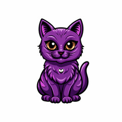 A purple cartoon cat with a wide grin, isolated on a white background.