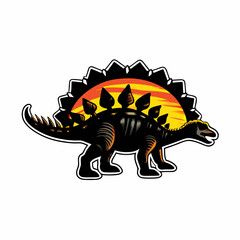 A silhouette of a stegosaurus with its distinctive plates.