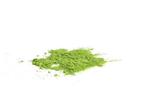 Heap of green matcha tea powder isolated on transparen png.