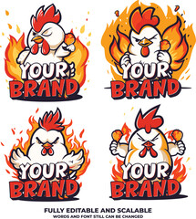Chicken mascot logo with editable text