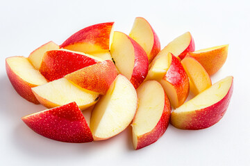 Apple Fruits Sliced ​​Into Pieces On White Background With Shadow For Design Solutions Created With Artificial Intelligence