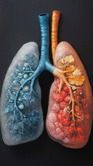 An image comparing healthy lungs to diseased lungs, highlighting the differences.