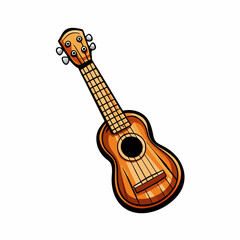 A close-up image of a ukulele on a white background.