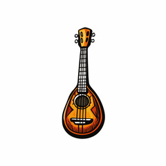 A close-up image of a ukulele, isolated on a white background.