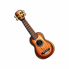 A close-up image of a ukulele against a plain white background.