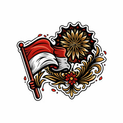 Indonesian flag waving in the wind, vector illustration.