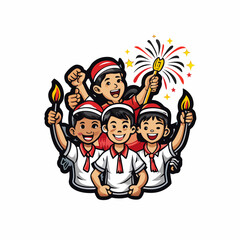 Illustration of Indonesian youth in traditional and modern attire, showcasing a blend of cultural heritage and contemporary style.