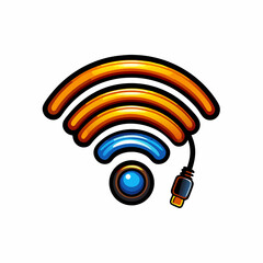 A WiFi signal icon with a connector.