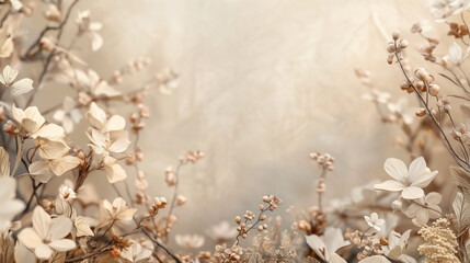 a boho style background featuring neutral pastel colors and natural floral elements
