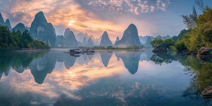 a breathtaking landscape of Xingping, China